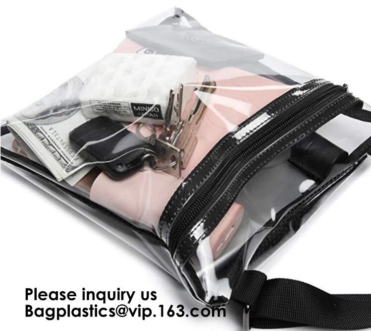 Clear Zipper Bag With Compression Packing Closure,Toiletry Bag With Pink Trim And Zipper Closing PVC zipper pouch bageas