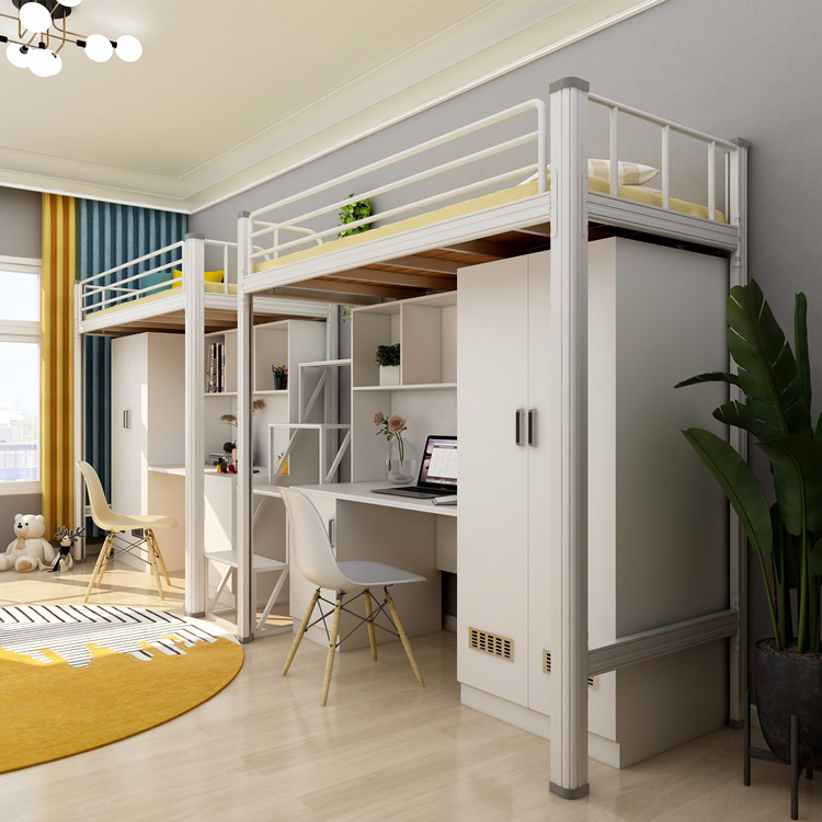Mail packing Y Modern School Dormitory Bedroom Furniture Set Loft Metal Bunk Bed With Desk