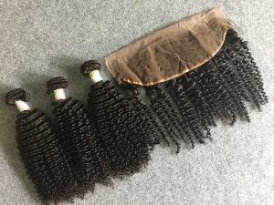 Quality 100% Peruvian Human Hair Weave Virgin Kinky Curly Hair with 13x4 Lace Frontal wholesale