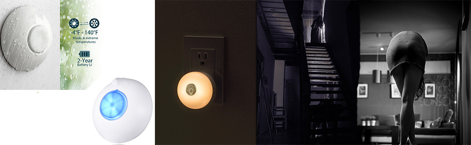 Plug-in Receiver Chimer and Waterproof Transmitter,4 Volume Adjustment Wireless DoorBell Smart Touch LED Night Light