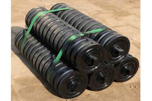 Quality Rubber Material Buffer Roller Conveyor Spare Parts Trough Model 108mm Diamater wholesale