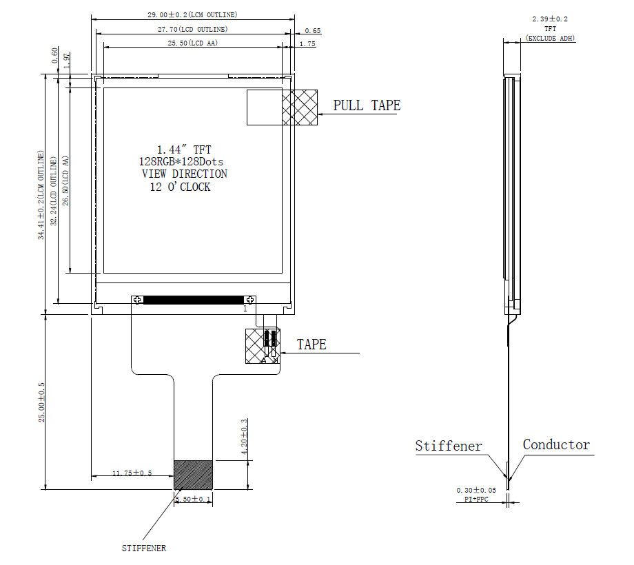 1.44 Inch LCD Screen Resolution 128*128 250 Brightness 10PIN SPI-4 ST7735S Touch Friendly