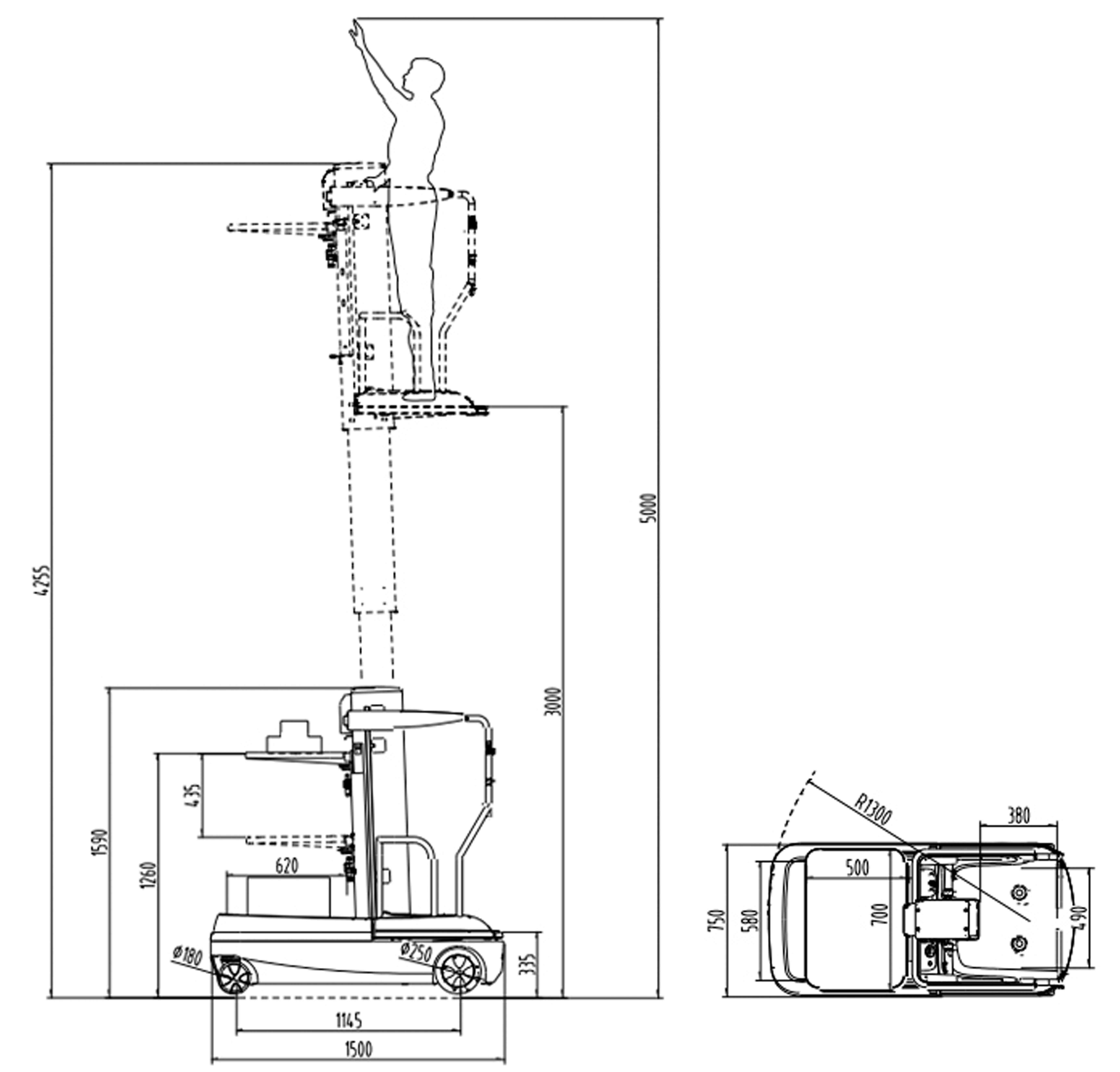 Full Electric Order Picking Forklift Truck With 5km / h Max Travelling Speed
