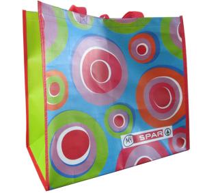 Quality Supermarket colorful 120gsm handy recyclable PP woven shopping bags wholesale