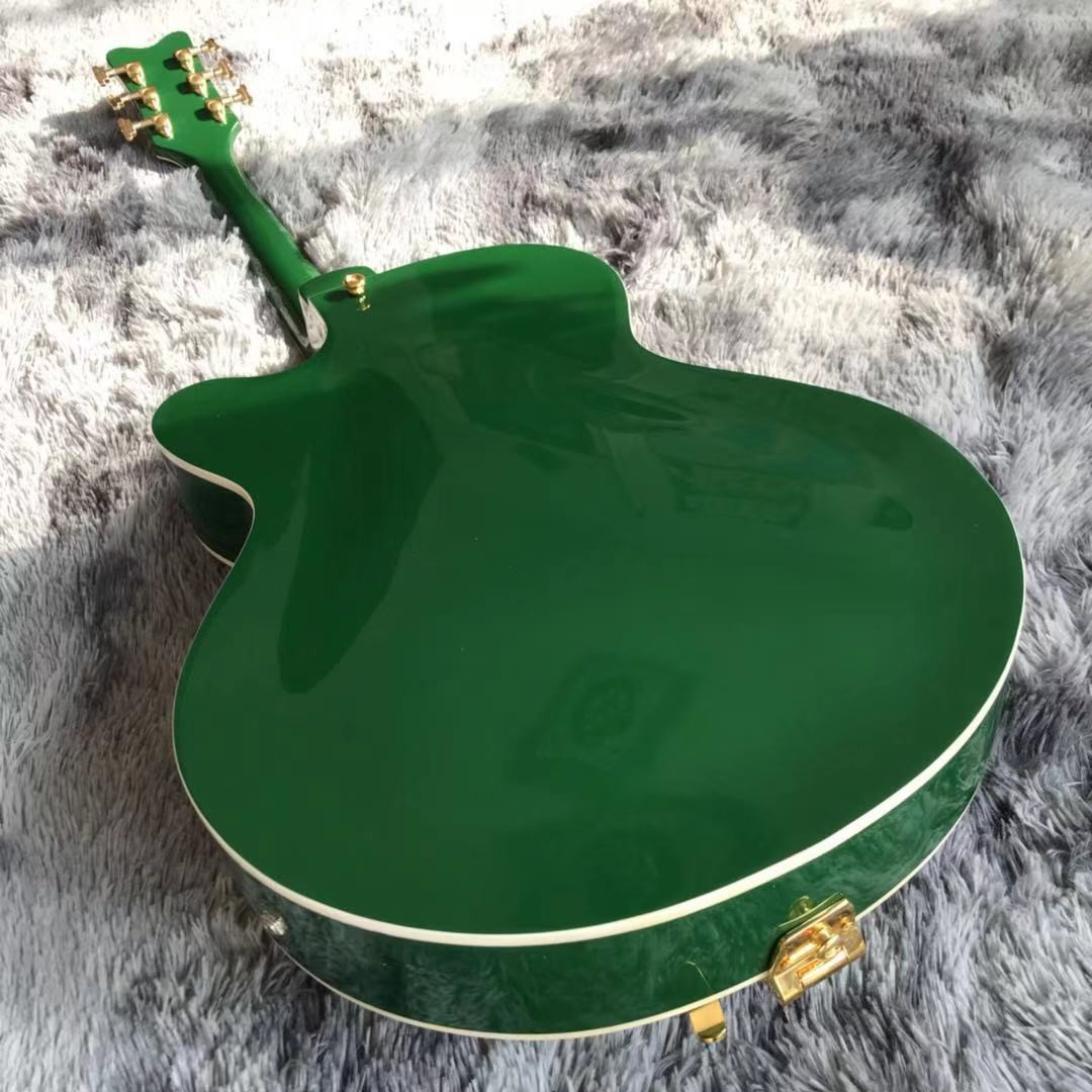 Custom Gret Electric Guitar in Green Color Semi Hollow Body Jazz Electric Guitar With Bigsby Tremolo and High Grade Tune