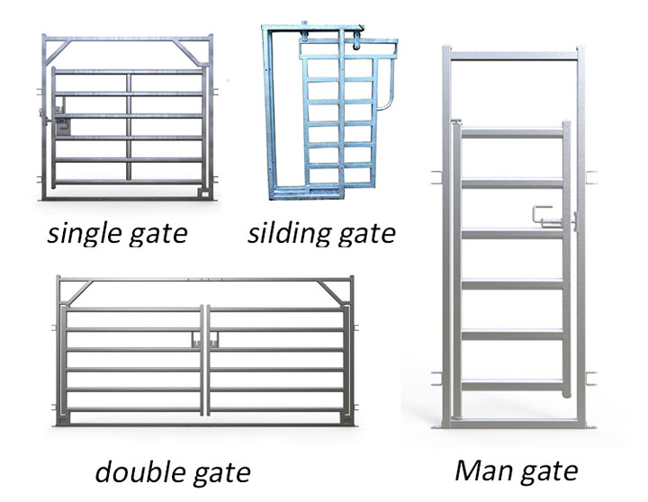 Round Pipe Steel Cattle Fence Panels , 6ftx7ft Galvanized Corral Panels