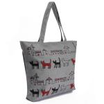 Print Animal Cartoon Womens Canvas Shopper Bag With Shoulder Straps