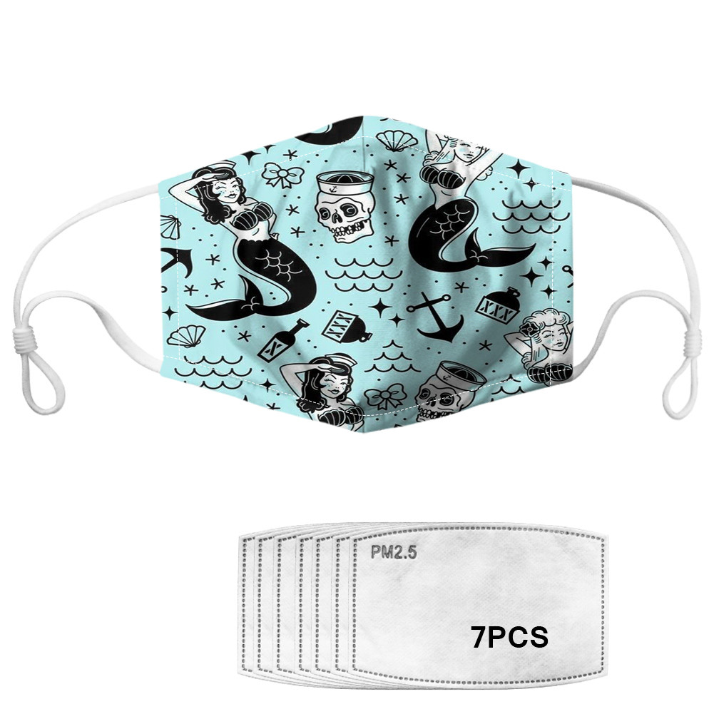 Cartoon Mermaid Washable Printed Reusable Face Mask ODM For Kids