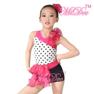 Quality Children'S Dance Costumes Black Polka Dots Top Biketard Ballet Dance Costume wholesale