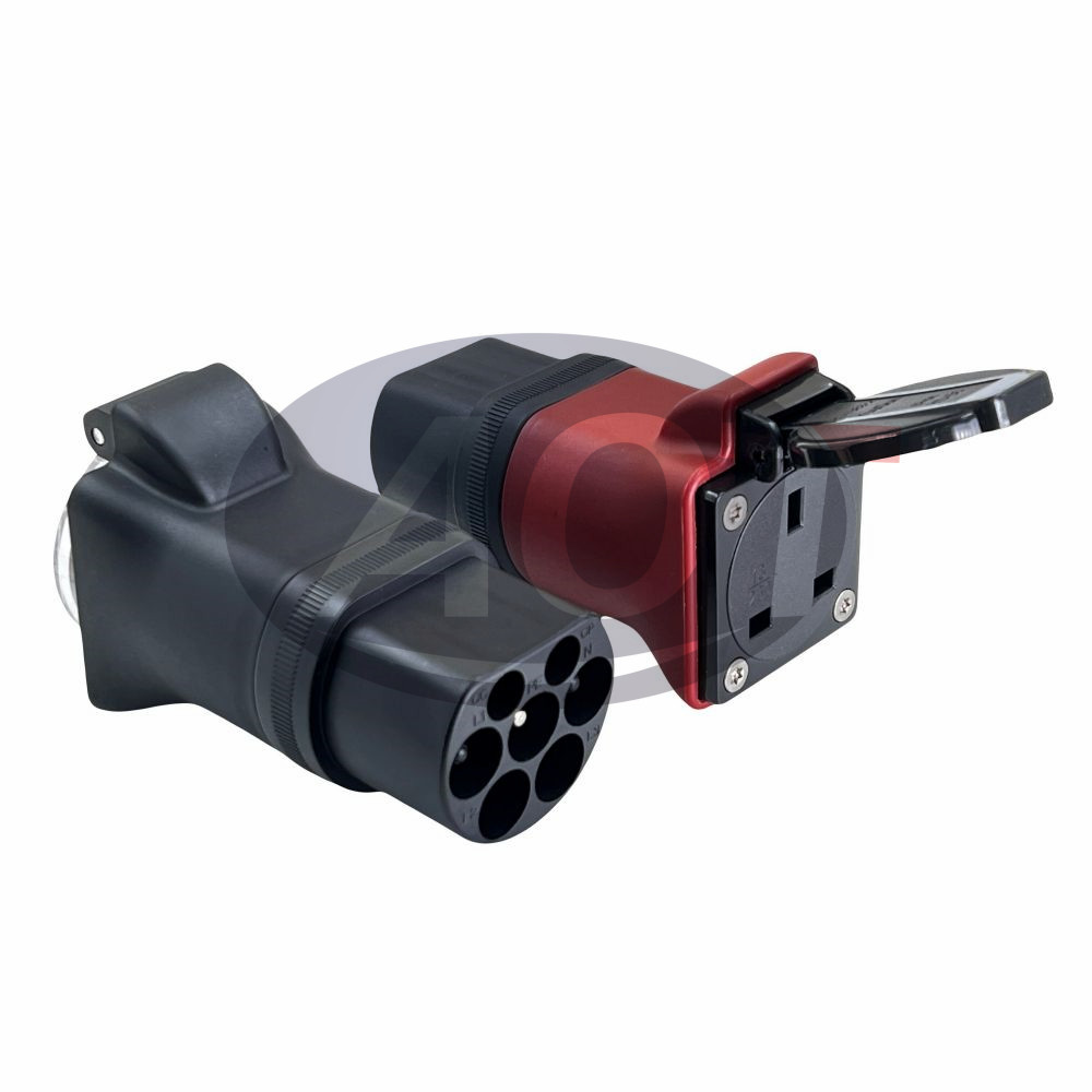 AOTAI Type2 to UK 3pin Plug Adapter S4L Single Phase Scooter Charger Adapter with High Temperature Resistant PC 220-240V