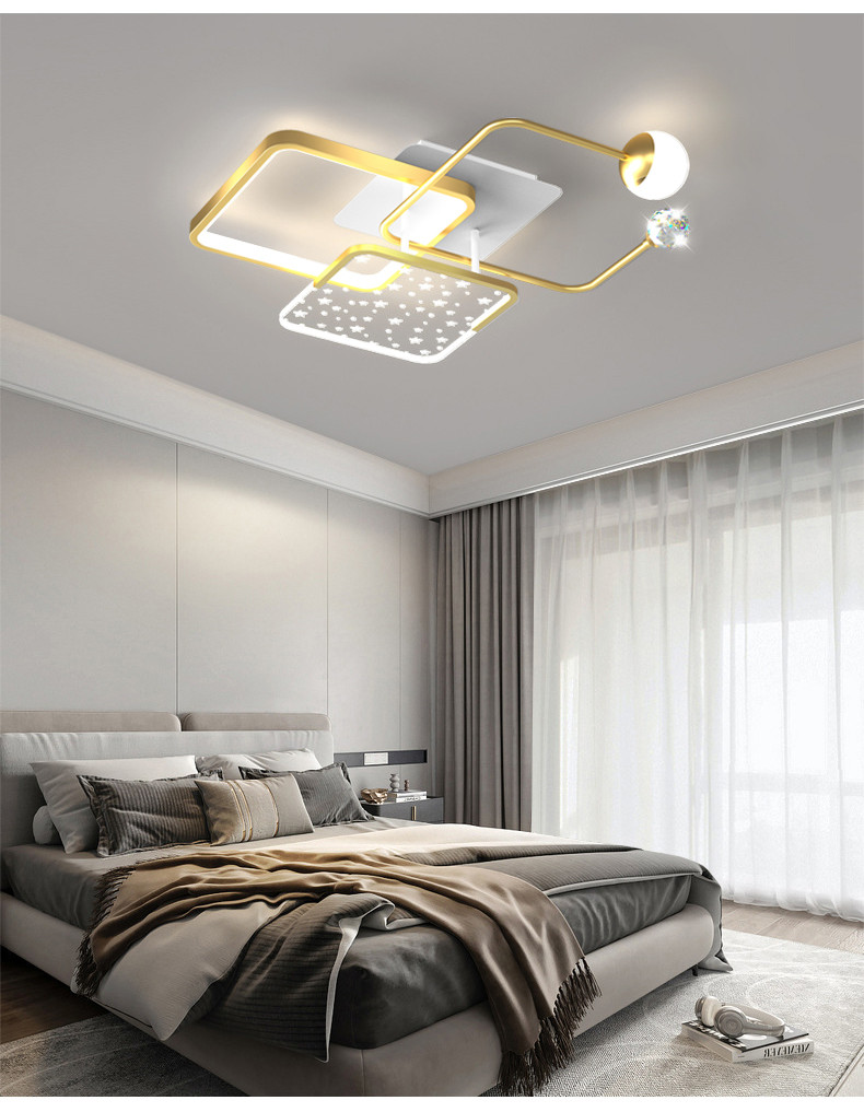 Modern Minimalist White Square Ceiling Light Atmosphere Household Bedroom Star Ceiling Lights(WH-MA-289)
