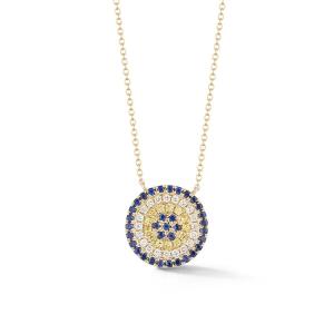 Quality Blue and White CZ Necklace Circle Shaped 925 Sterling Silver for Girls' Stunning Look wholesale