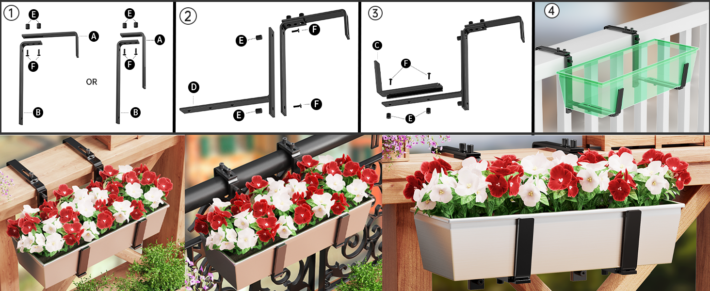 Heavy Duty Iron Flower Box Wall Mounting Hooks for Universal Window Box Brackets