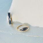 Handmade 18K Gold Plated Midnight Blue Enamel 925 Sterling Silver Round