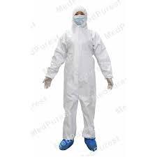 Quality Knitted Cuff Chemical Protective Coveralls Acid Proof CE Certification For Patient wholesale