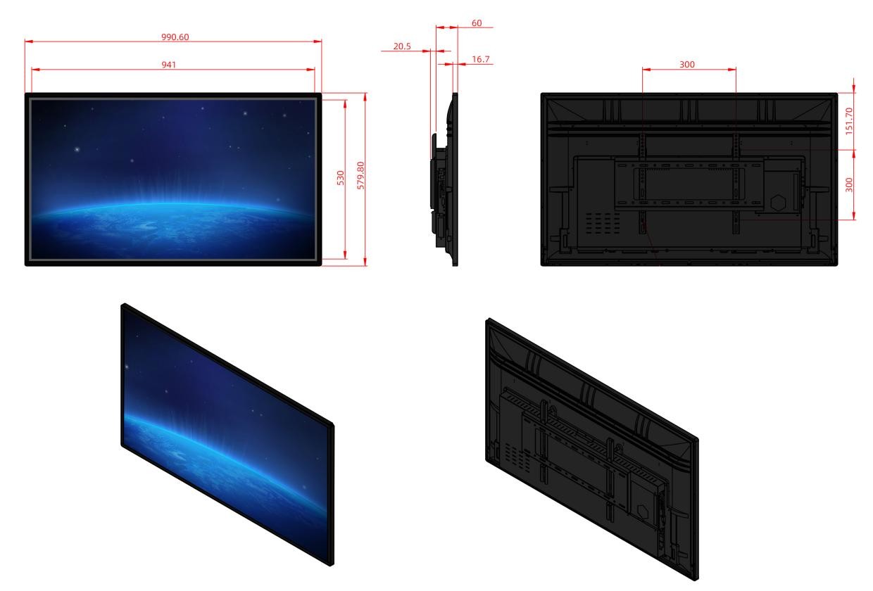 2K / 4K PCAP Interactive Touch Screen Display 43 inch For Education