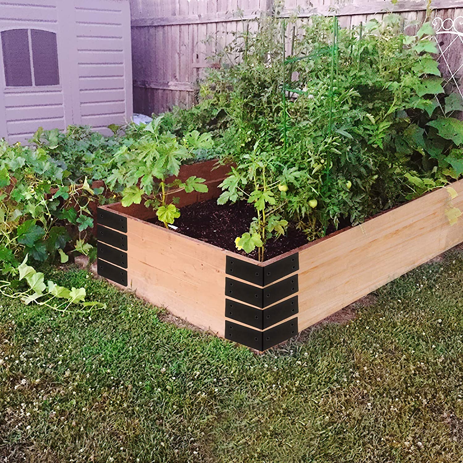 Furniture Set of 4 Raised Garden Bed Corner Brackets Made of Stainless Steel and Aluminum