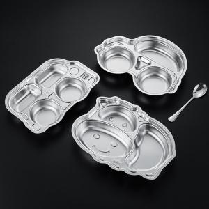 Quality Customized Kids Dinner Plates Stainless Steel Divided Plate Cartoon Style wholesale