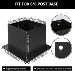 4*4 Post Base 4 Pcs Deck Post Brackets Inner Size 3.5"*3.5" Steel Fence Post