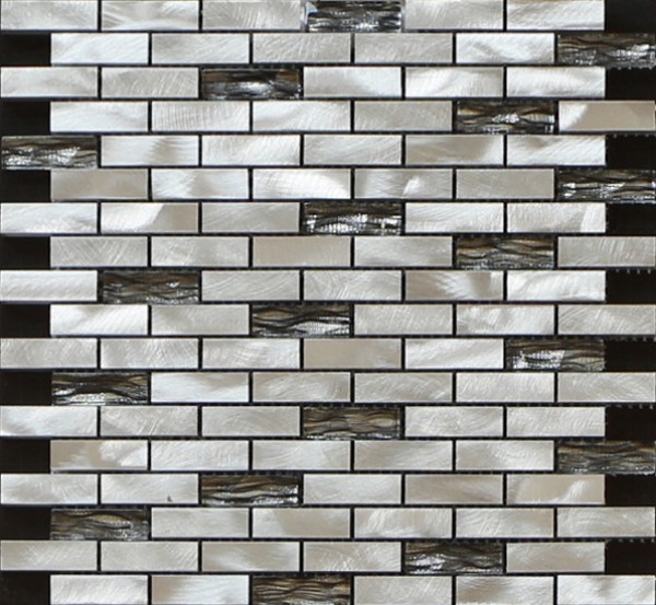 300x300mm linear glass tile,aluminum strip mosaic wall tile,grey color