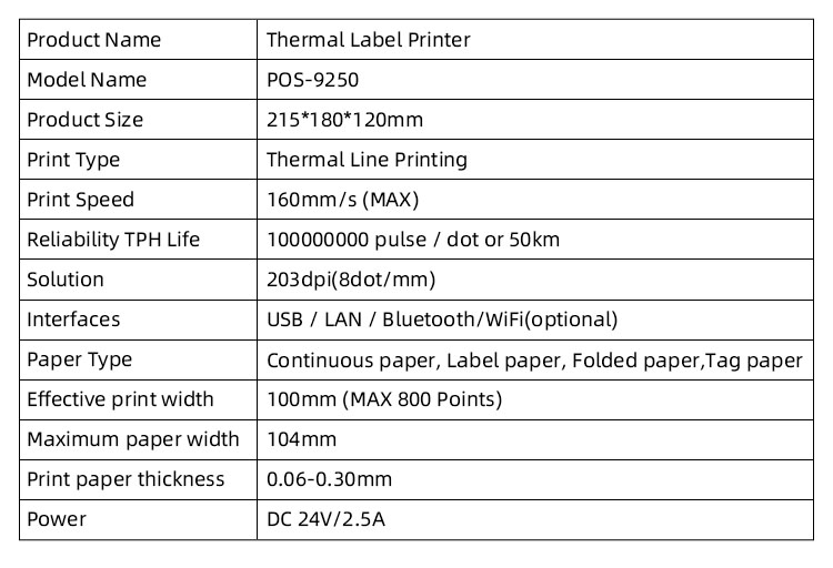 Thermal Barcode Printer for Label Printing 203dpi DC 24V/2.5A Return and Replacement