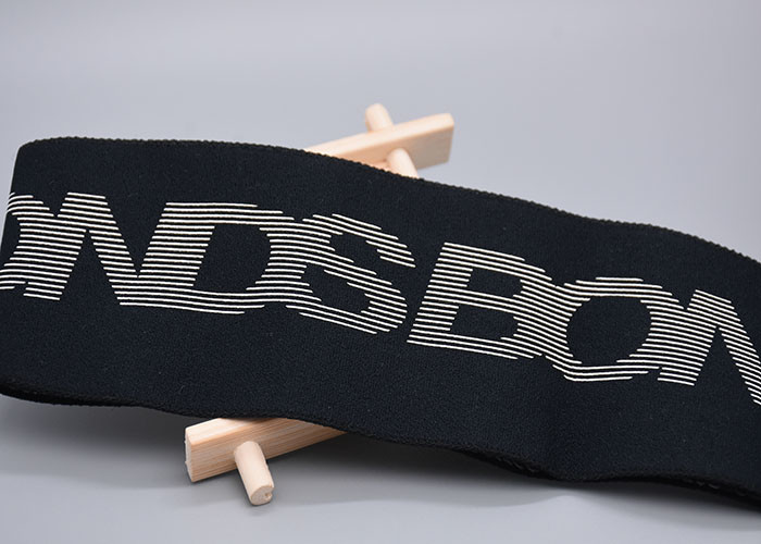 Double Sided 100% Cotton Elastic Band Printed Silicone Logo For Garments
