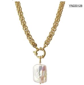 Quality Saya Stainless Steel Shell Pendant Jewelry Shaped Pearl Pendant Necklace wholesale