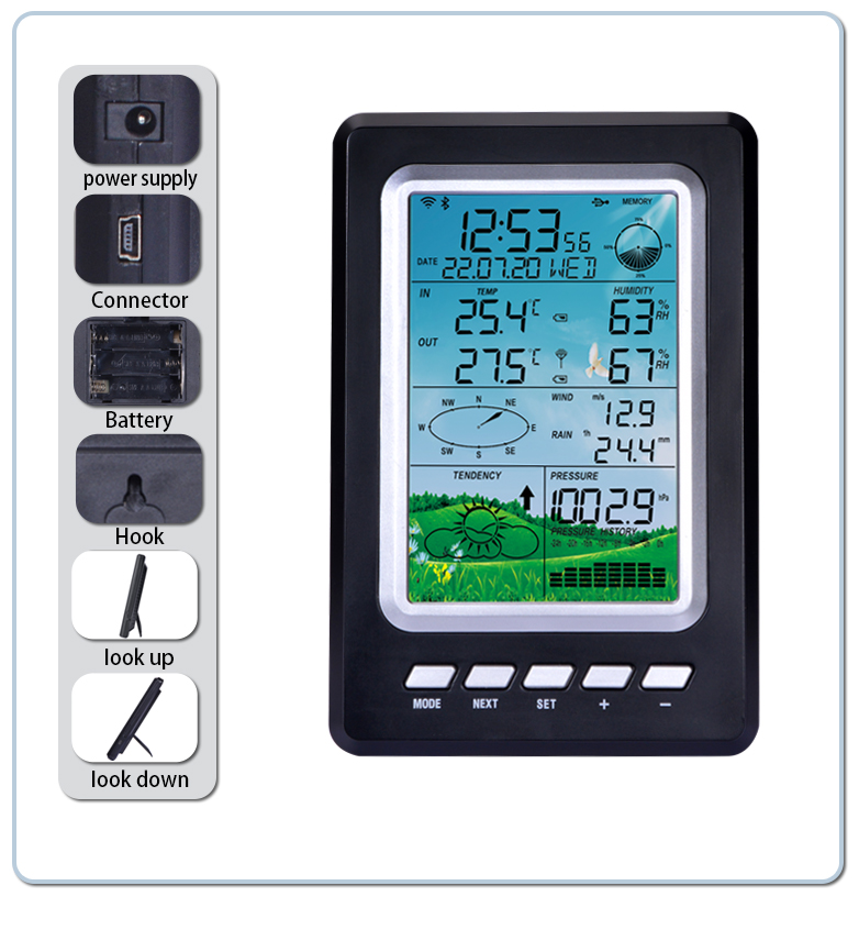 WS3030C Outdoor Professional Wireless Solar Weather Station With Wind And Rain Sensor
