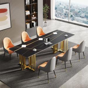 Quality Sophisticated Marble Dining Table With Shiny Stainless Steel Base wholesale