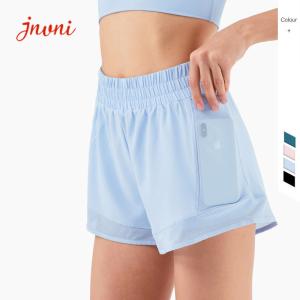 Quality Summer Antibacterial Mesh Double Layer Active Yoga Shorts Workout Pocket Shorts wholesale