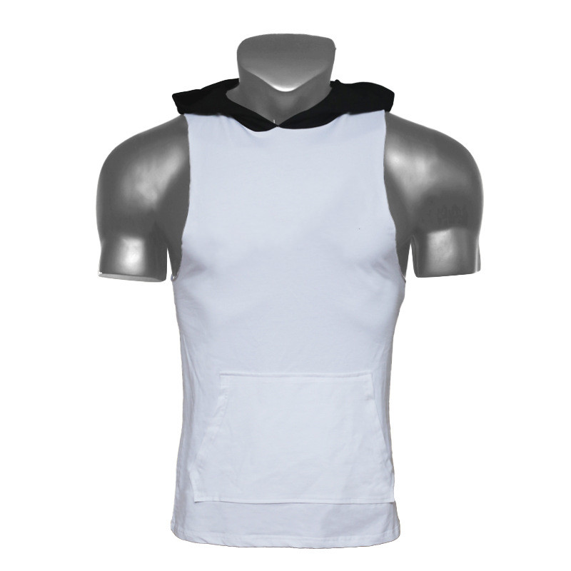 New Style Muscle Gym Hooded Vest Men's Sports Sleeveless Hoodies