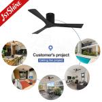 3 Blades Black Wooden Ceiling Fan With DC Motor Remote Control Sleek Design