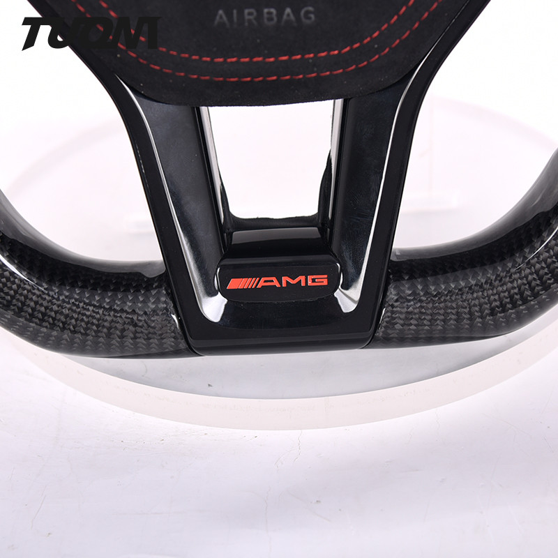 Mercedes W172 W204 C43 AMG Steering Wheel Custom Carbon Fiber Red Alcantara