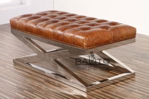 Quality antique old style leather ottoman classical club furniture wholesale