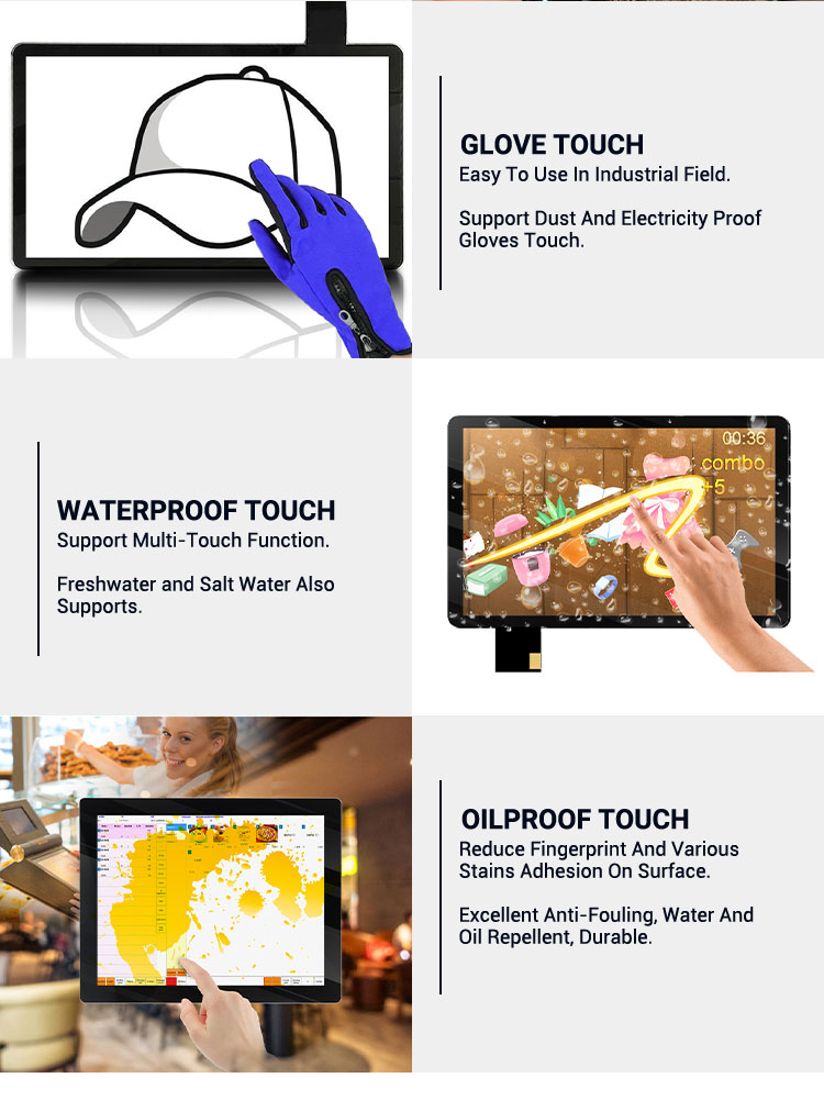 18.5 Inch USB Projected Capacitive Touch Screen Panel For Glass Glass FPC IC Structure
