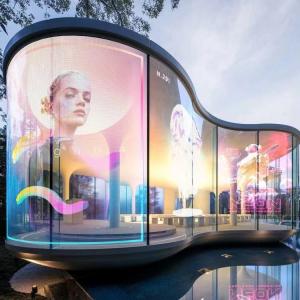 Quality Curved Glass Curtain Wall LED Display for Commercial Building wholesale