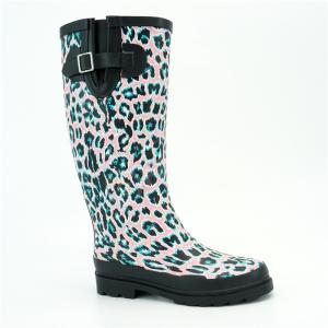 Quality BSCI Size 9 Anti Dust Waterproof Rubber Rain Boots With Leopard Printed wholesale
