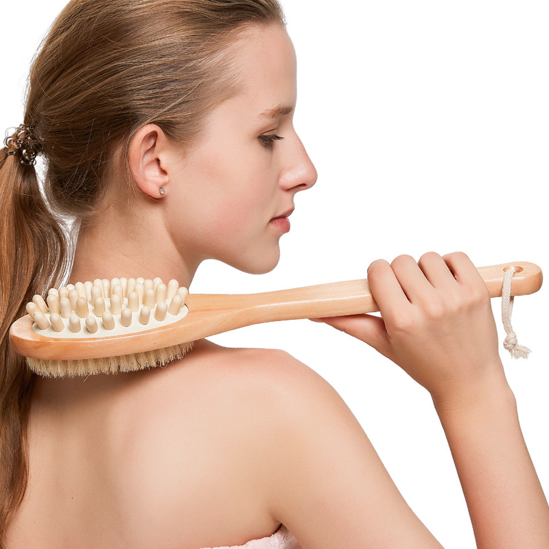 Wooden Long Handle Body Brushes Natural Bristles Brushes