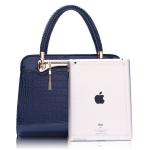 Navy Leather Shoulder Handbags , Waterproof PU Shoulder Tote Bags Zipper Closure