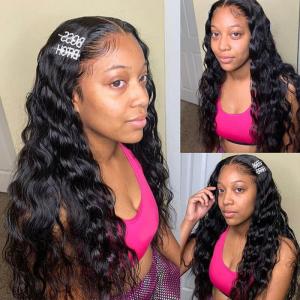 Quality OEM Natural Black 28&quot; HD Loose Deep Wave Wig wholesale