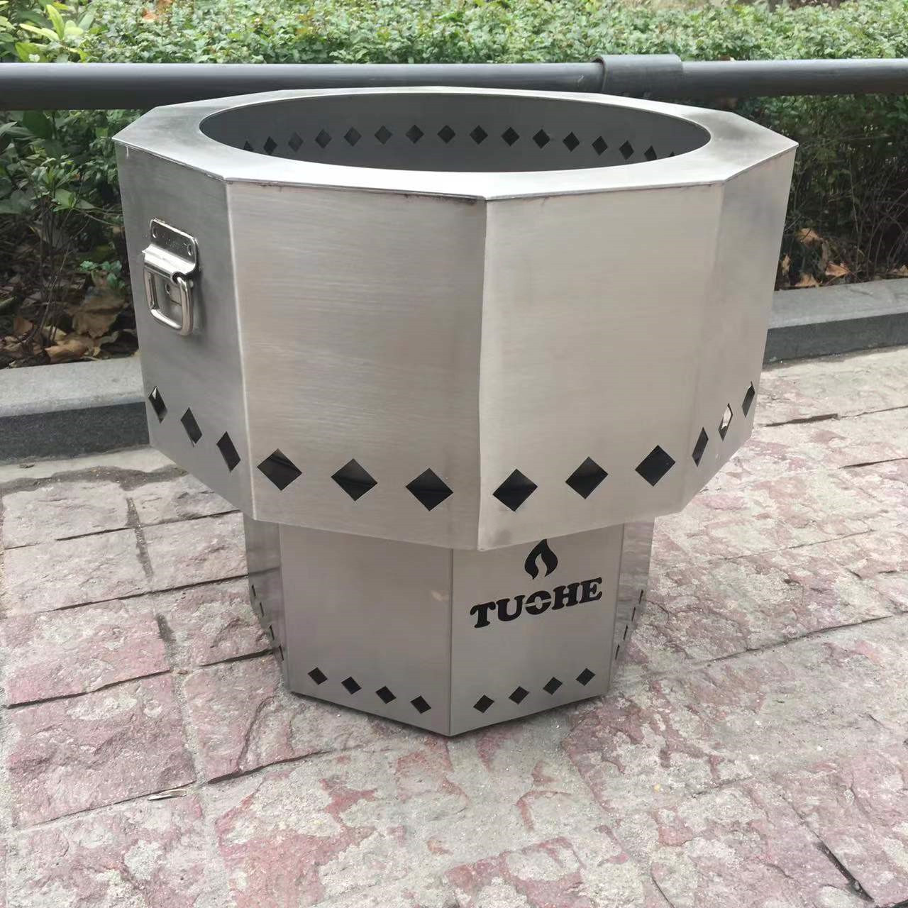 Double Wall Smokeless Wood Fire Pit Two Tier Double Flame Smoke Free