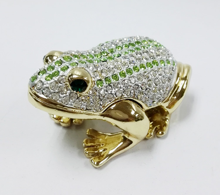 Animal trinket jewelry box Frog diamond decoration pewter jewelry box