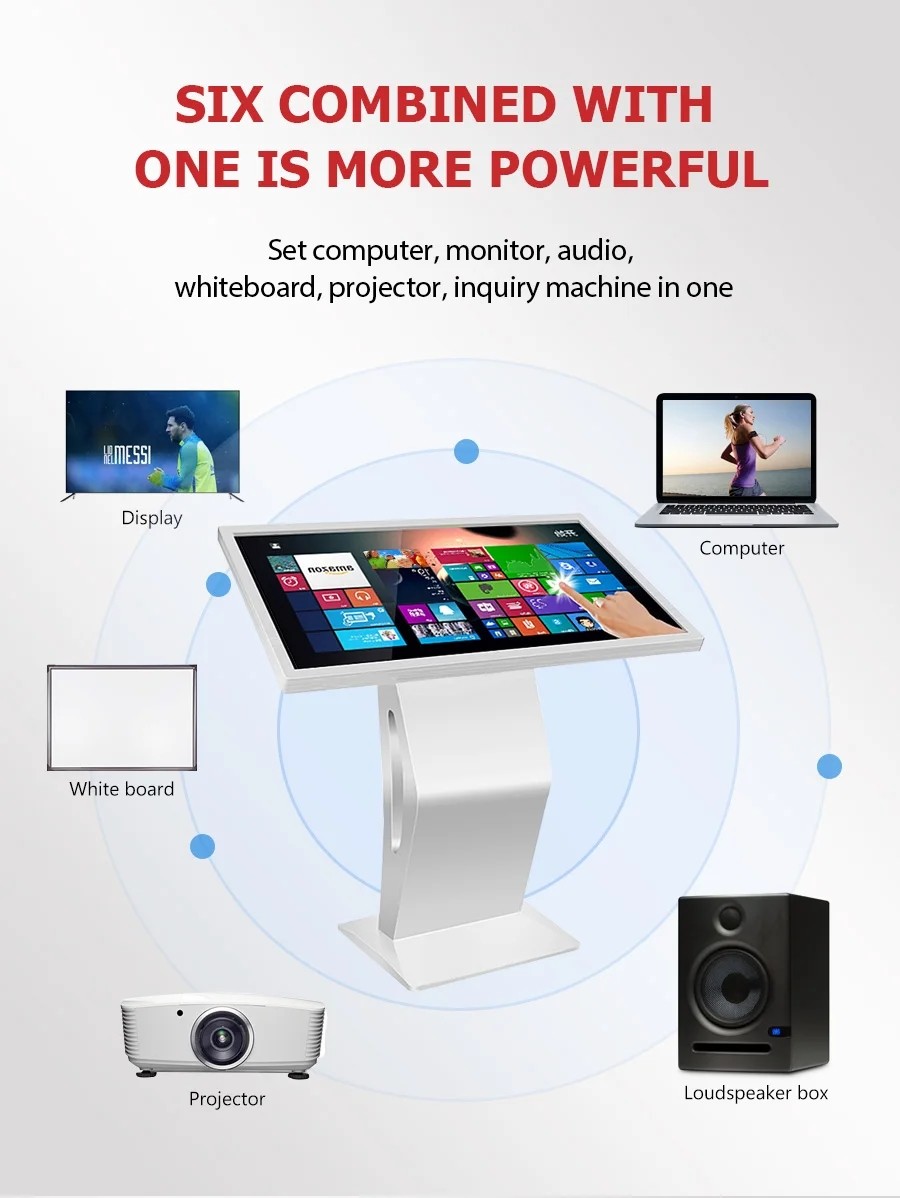 49'' Interactive Self Service Kiosk Exhibition Hall Android Windows 21.5 32 43 55''