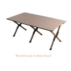 Quality Lightweight Roll Up Folding Camping Coffee Table 6.70kg Wood Grain Color Metal Folding Table wholesale