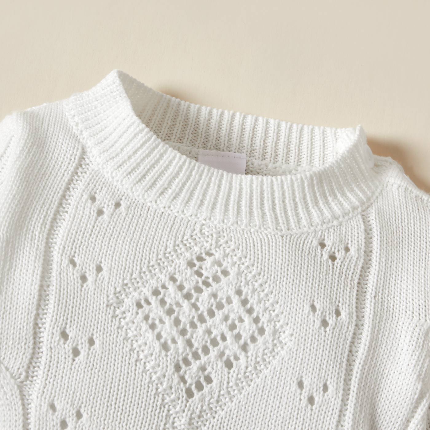 Sweet Cute Knitted Openwork Long Sleeve Solid Color Baby Bodysuits