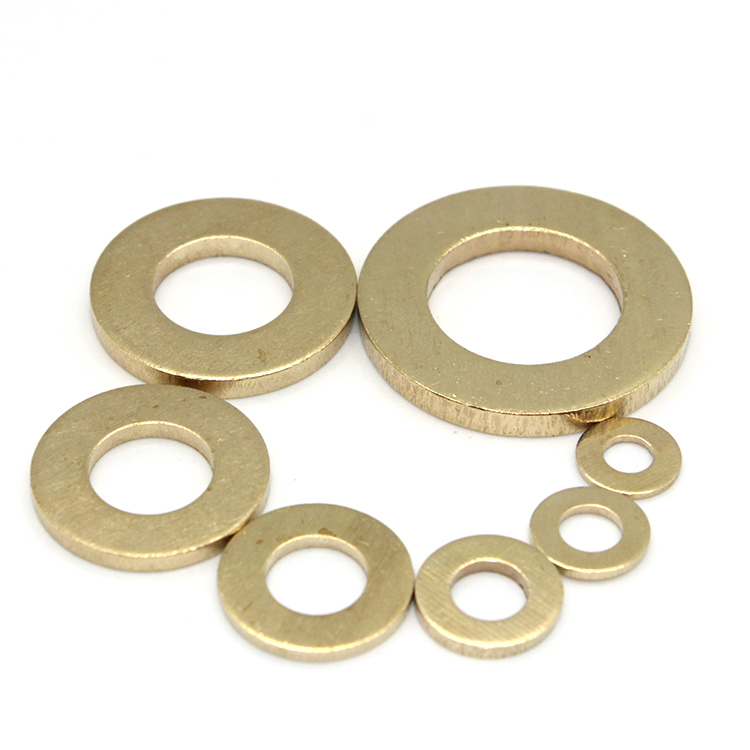 DIN Standard M6 M8 M10 M12 Brass Flat Washers for Custom Size and Golden Zinc Plating