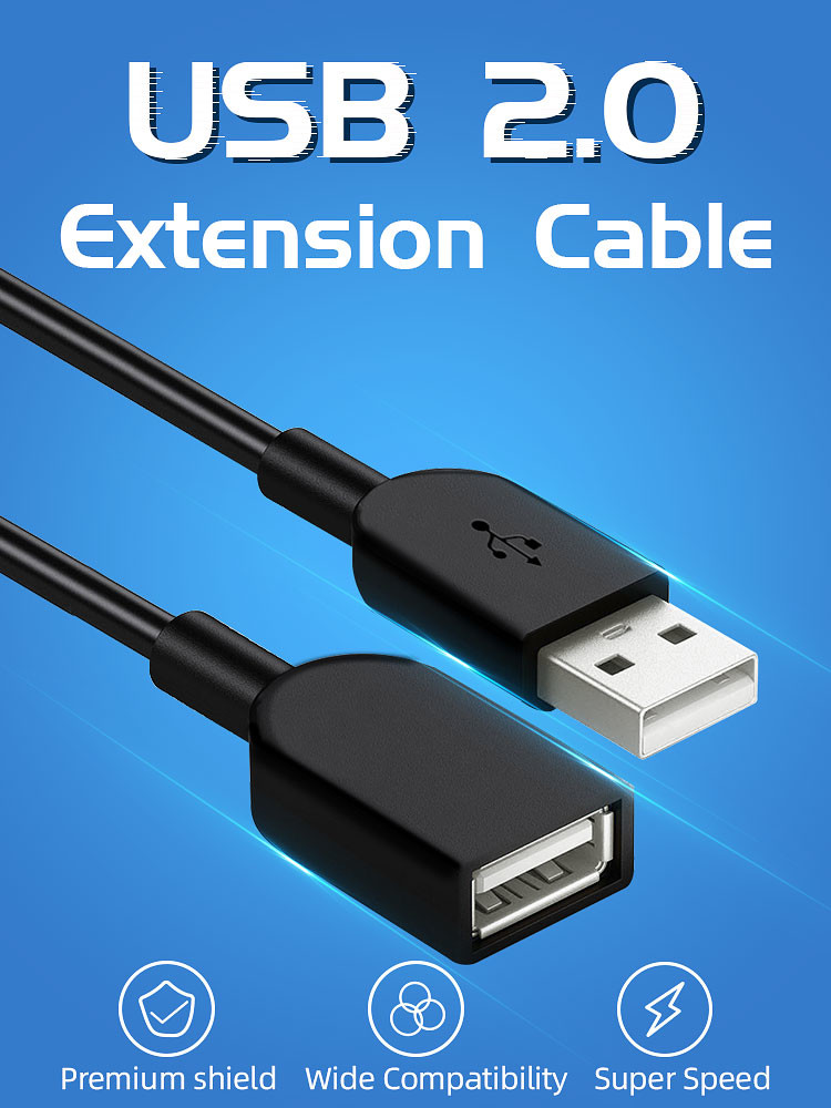 3A USB Data Extension Cable 1M USB 2.0 Male To Female Extension Cable