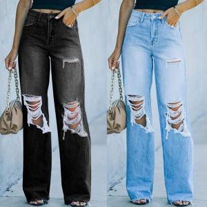 Quality Sexy Jeans with High Quality Classic Denim Damaged New Arrival Trousers for Women wholesale
