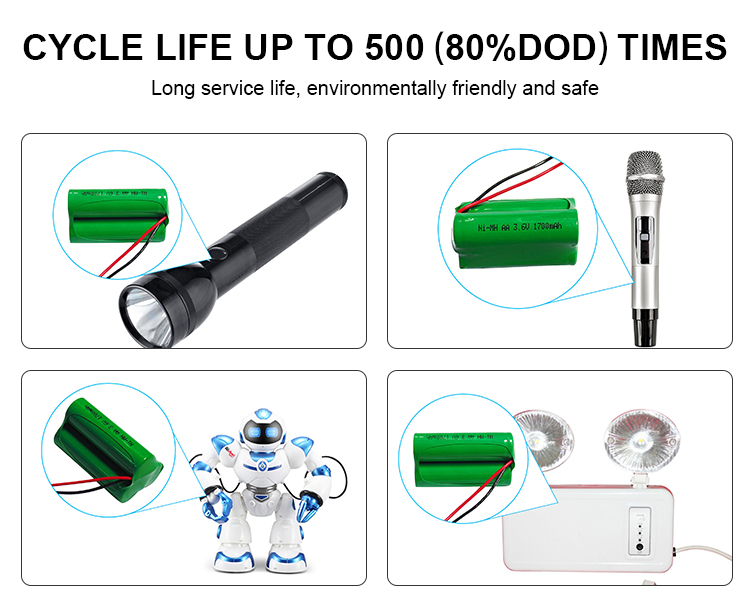3.6v 1700mah Nickel Rechargeable Battery NiMH Rechargeable AA