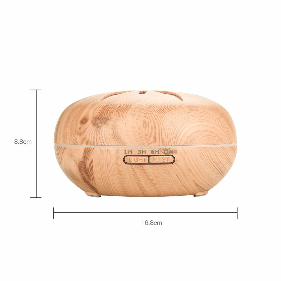 500ml Ultrasonic Cool Mist Wood Grain Aromatherapy Cool Mist Diffuse with Color LED Lights